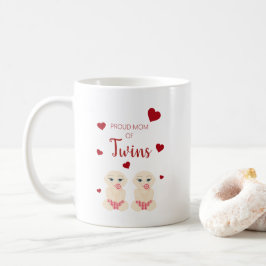 Proud Mom of Twins Quote in Red コーヒーマグカップ