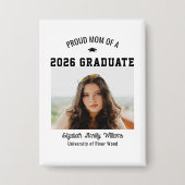 Proud Mom Senior Custom Year Graduate Photo Parent 缶バッジ (正面)