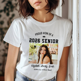 Proud Mom Senior Custom Year Graduate Photo Parent Tシャツ
