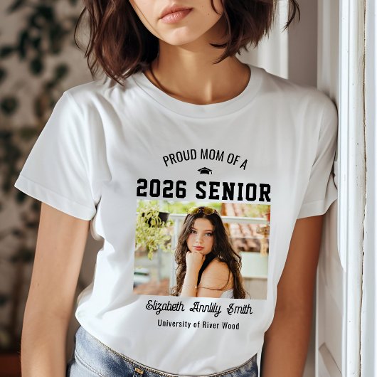 Proud Mom Senior Custom Year Graduate Photo Parent Tシャツ