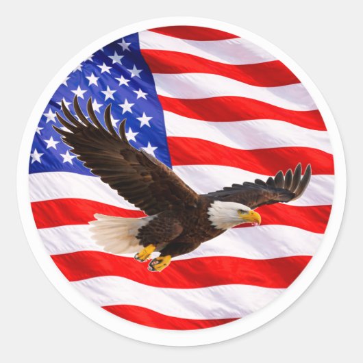 Proud New American – Bald Eagle Round Sticker ラウンドシール (正面)