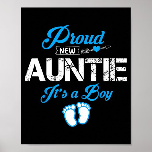 Proud New Auntie It's A Boy Gender Reveal Funny Fa ポスター (正面)