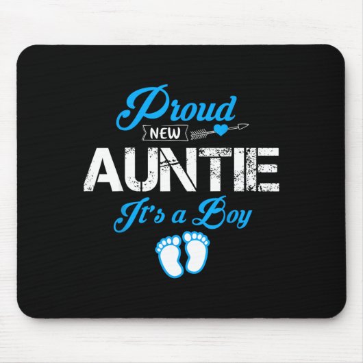 Proud New Auntie It's A Boy Gender Reveal Funny Fa マウスパッド (正面)
