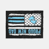 Proud New Dad For Men Funny Fathers Day New Boy Ba フリースブランケット (正面(横))