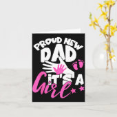 Proud New Dad It's A Girl Funny Pregnancy First Ti カード (黄色い花)