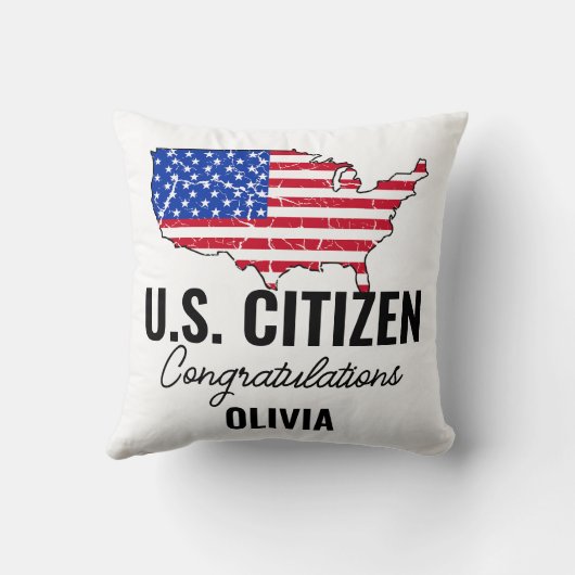 Proud New U.S. Citizen – American Map  クッション (裏面)