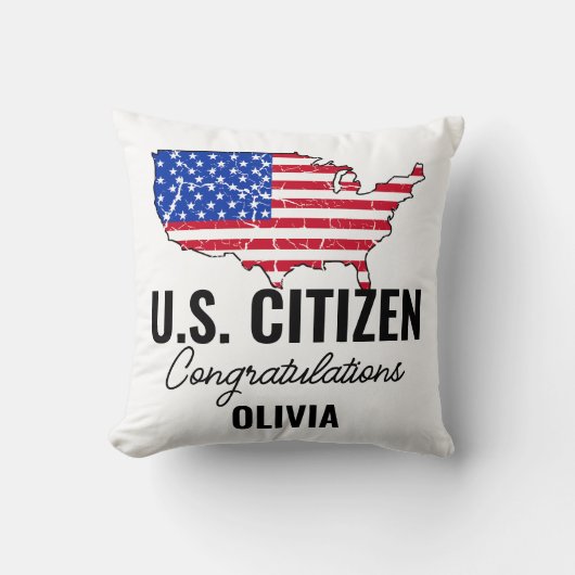 Proud New U.S. Citizen – American Map  クッション (正面)