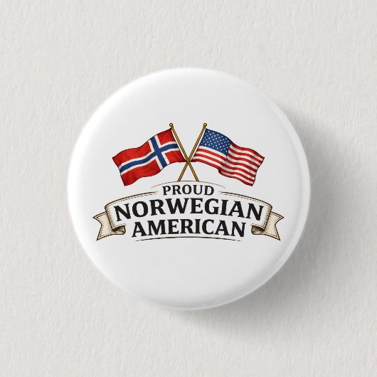 Proud Norwegian American Button 缶バッジ (正面)