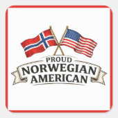 Proud Norwegian American Stickers スクエアシール (正面)