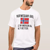 Proud Norwegian Girl Norway Flag Norwegian Roots Tシャツ (正面)