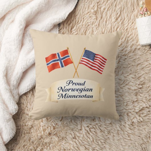 Proud Norwegian Minnesotan Heritage Throw Pillow クッション (ブランケット)