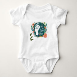 Proud Nurse Mama – Floral Baby Footprint Design ベビーボディスーツ