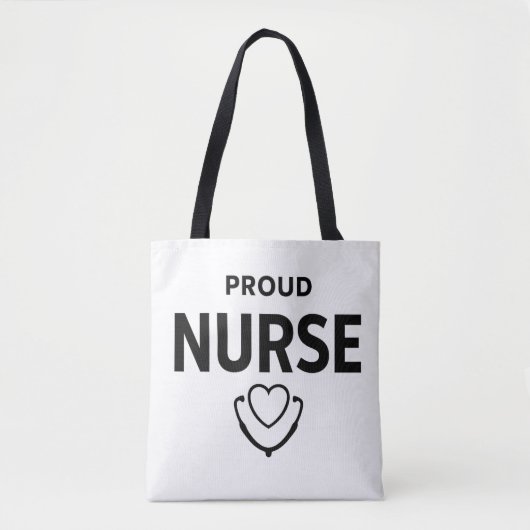 Proud Nurse Tote Bag – Minimal Medical Design トートバッグ (正面)