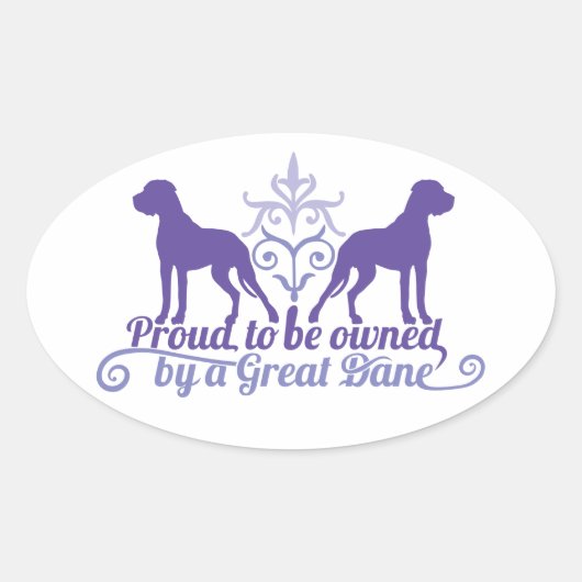 Proud owned by a Great Dane purple 楕円形シール (正面)