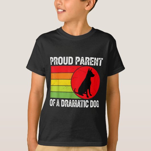 Proud Parent Of A Dramatic Dog Silhouette Retro De Tシャツ (正面)