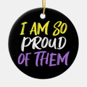 Proud Parent of Nonbinary Child Mom or Dad セラミックオーナメント (正面)