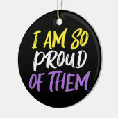 Proud Parent of Nonbinary Child Mom or Dad セラミックオーナメント (左)