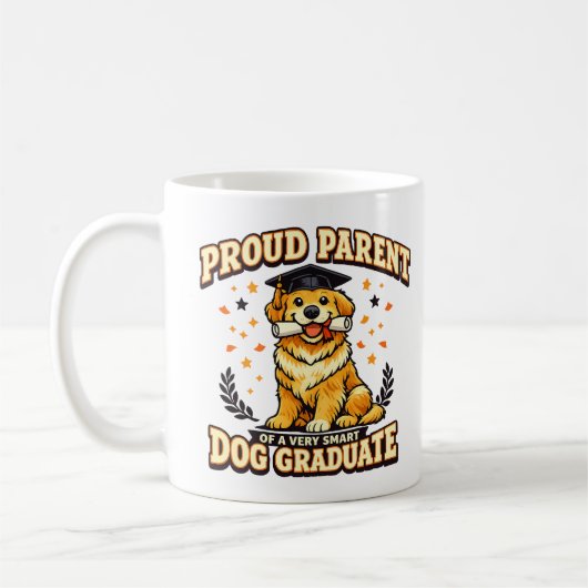 Proud Parent Smart Dog Graduate Funny Dog Mug コーヒーマグカップ (左)