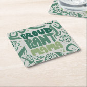 Proud Plant Mama – Bold Plant Lover スクエアペーパーコースター (アングル)