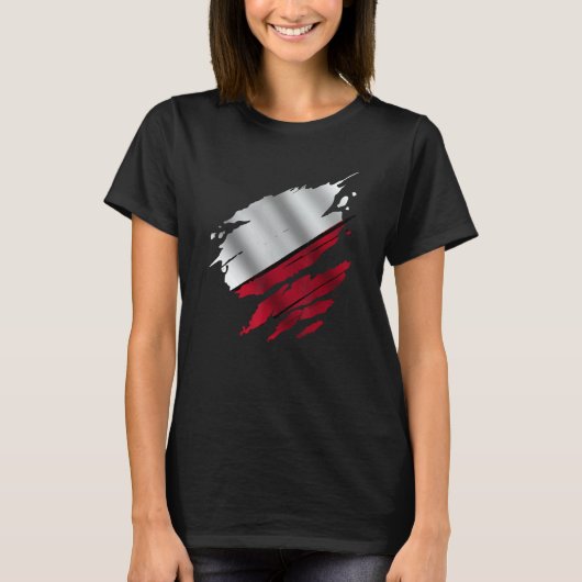 Proud Polish Ripped Poland Flag Tシャツ (正面)