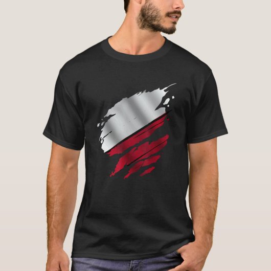 Proud Polish Ripped Poland Flag Tシャツ (正面)