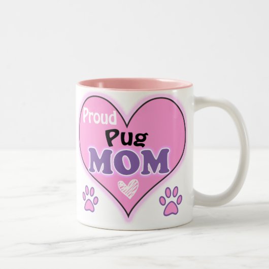 Proud Pug Mom ツートーンマグカップ (右)