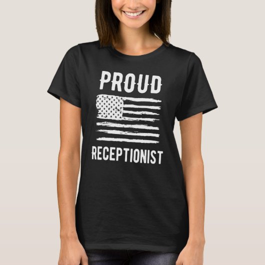 Proud Receptionist Profession American Flag Tシャツ (正面)