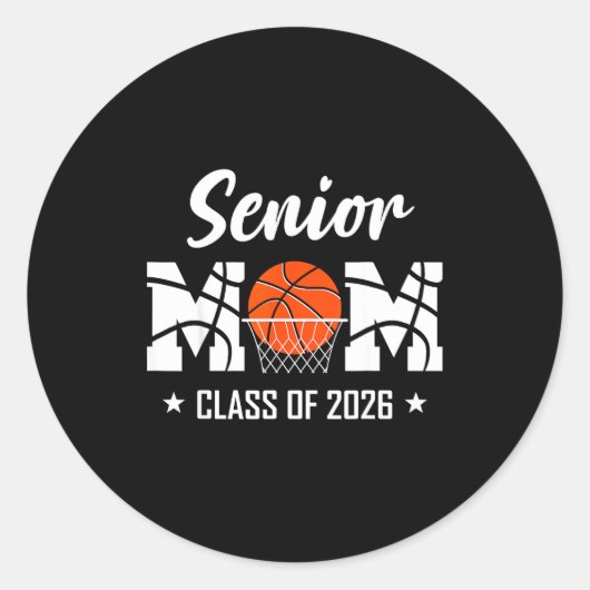 Proud senior basketball mom 2026 graduation  ラウンドシール (正面)