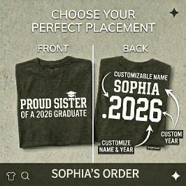 PROUD SISTER 2026年卒業おめでとう 名入れ卒業記念 Tシャツ