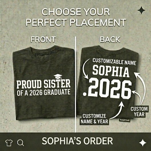 PROUD SISTER 2026年卒業おめでとう 名入れ卒業記念 Tシャツ