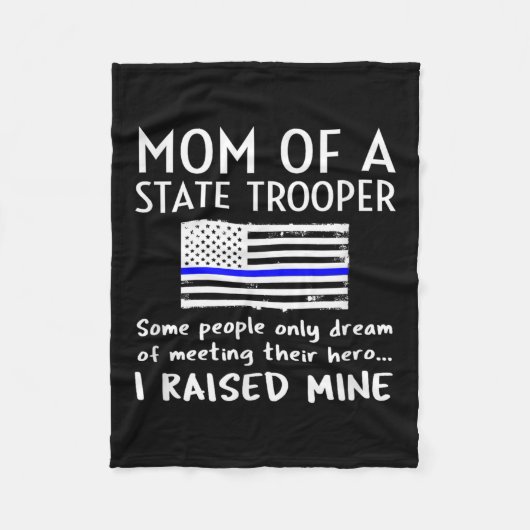 Proud State Trooper Mom Mother Thin Blue Line Amer フリースブランケット (正面)