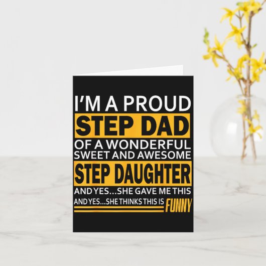 Proud Step Dad Father Day Gift For Stepdad From St カード (黄色い花)