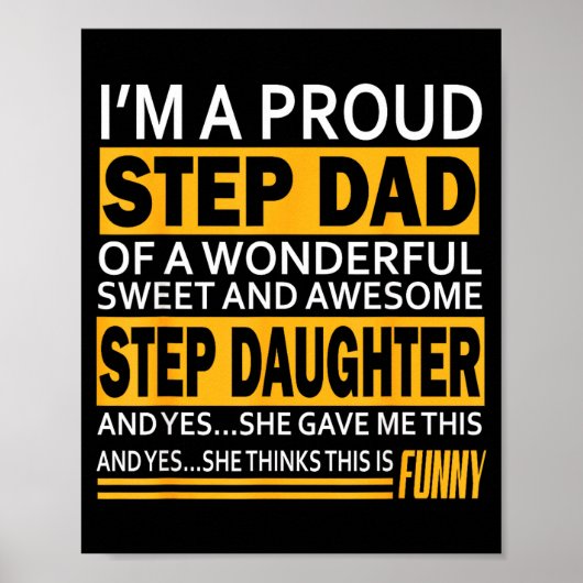 Proud Step Dad Father Day Gift For Stepdad From St ポスター (正面)