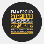 Proud Step Dad Father Day Gift For Stepdad From St ラウンドシール (正面)