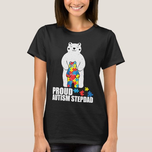 Proud Stepdad Bear Autism Awareness T  Love Autist Tシャツ (正面)