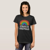 Proud Stepdad LGBTQ Rainbow Support LGBT Gay Pride Tシャツ (正面フル)