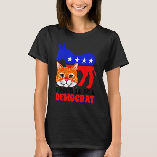 Proud To Be A Democrat Cat Politics USA American F Tシャツ (正面)