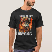 Proud to be a Firefighter Cat Kitten Fireman Firef Tシャツ (正面)