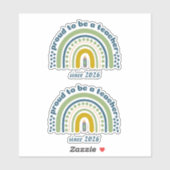 Proud To Be a Teacher Retro Blue Green シール (シート)