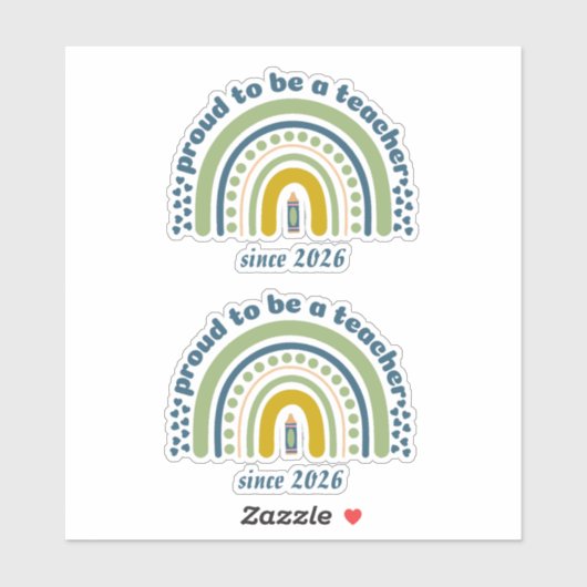 Proud To Be a Teacher Retro Blue Green シール (シート)