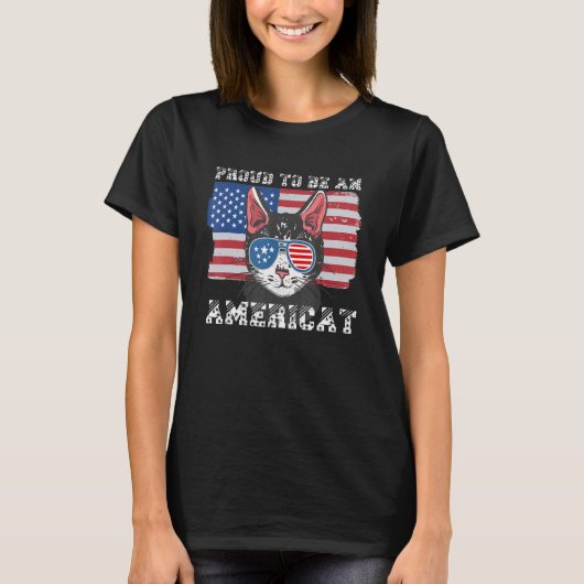 Proud To Be An Americat For Patriotic Cat Tシャツ (正面)