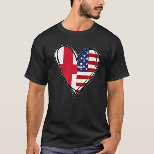 Proud to Be English American England USA Flag Hear Tシャツ (正面)