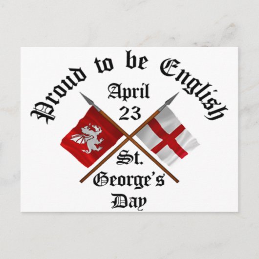 Proud-To-Be-English Saint Georges Day. ポストカード (正面)