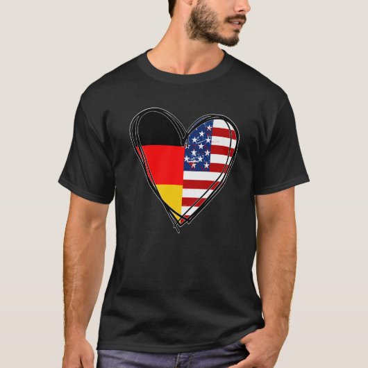 Proud to Be German American Cool Germany US Flag H Tシャツ (正面)