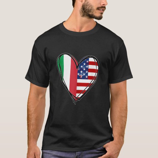 Proud to Be Italian American Cool Italy USA Flag H Tシャツ (正面)
