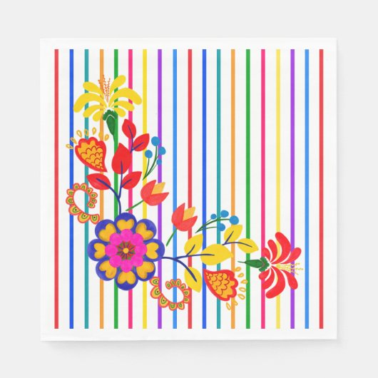 Proud to Be Latino Baby shower | Floral & stripe スタンダードランチョンナプキン (正面)