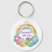 Proud to Who I Am Rainbow Art Self Love Pride Gift キーホルダー (裏面)