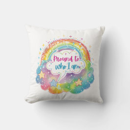Proud to Who I Am Rainbow Art Self Love Pride Gift クッション