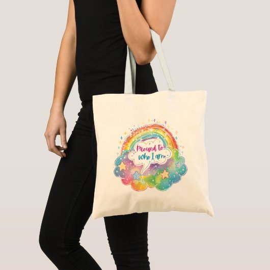 Proud to Who I Am Rainbow Art Self Love Pride Gift トートバッグ (正面(商品))