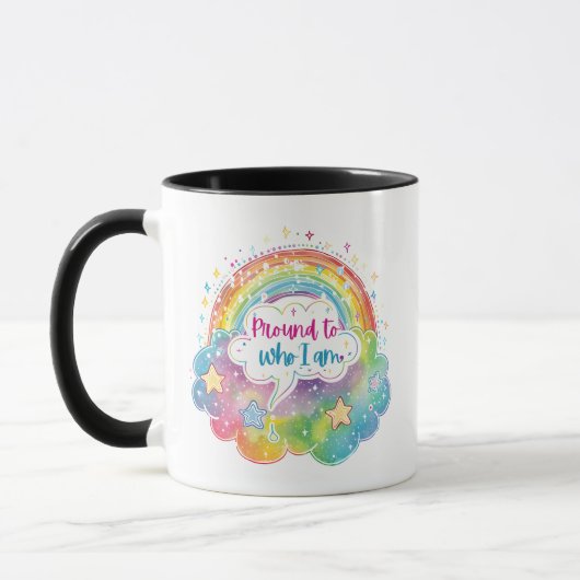 Proud to Who I Am Rainbow Art Self Love Pride Gift マグカップ (左)